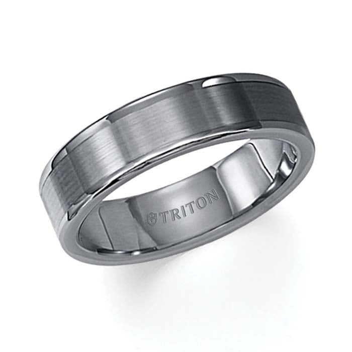 Triton 6MM Wedding Band in Grey Tungsten Carbide