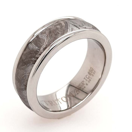 Triton 8MM White Tungsten and Meteorite Wedding Band