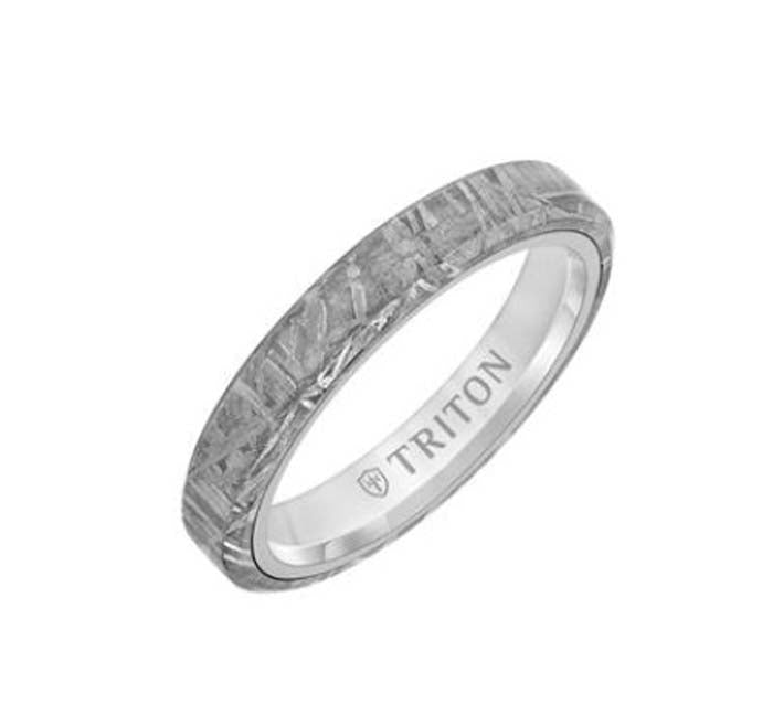 Triton 6MM Meterorite Wedding Band in White Tungsten Carbide