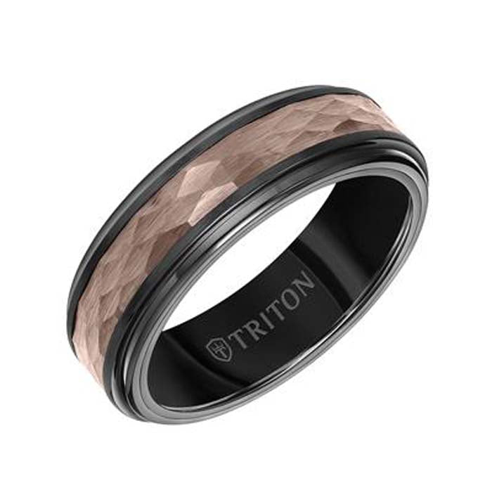 Triton 7MM Wedding Band in Black and Brown Tungsten Carbide