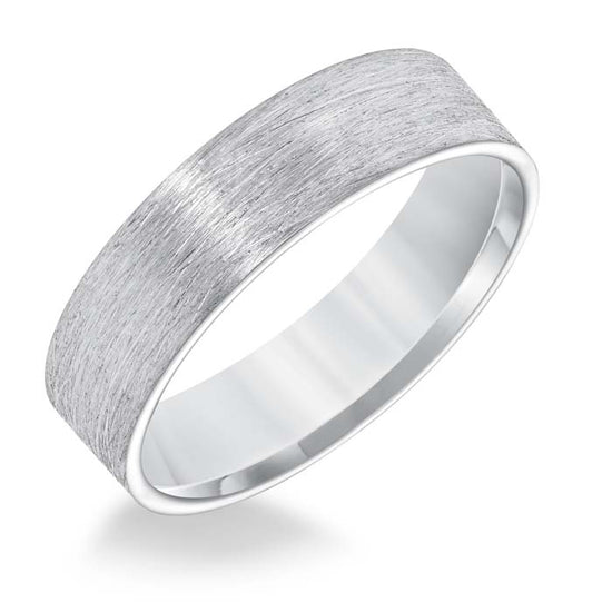 Goldman Men's 7MM Wedding Band Flat Wire Brushed 14K White Gold