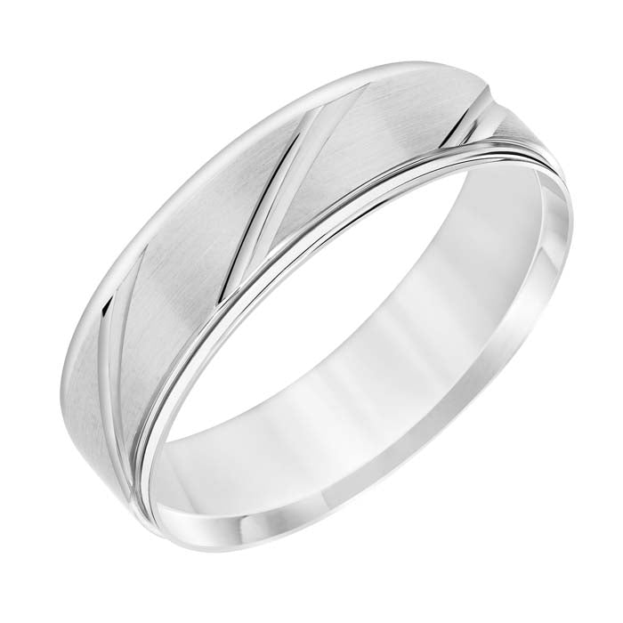 Goldman Men's 6MM Brushed and Polished Finish in 14K White Gold