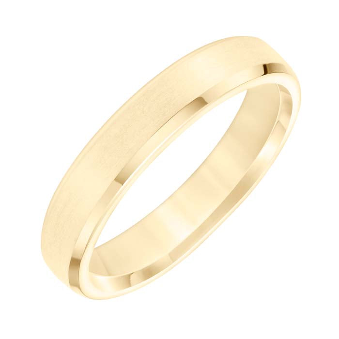 Goldman 4.5MM Wedding Band with Brushed Center and Polished Edge in 14K Yellow Gold