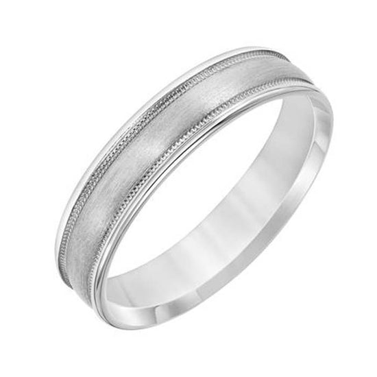 Goldman 5MM Men's Satin, Milgrain and Polished Wedding Band in Platinum