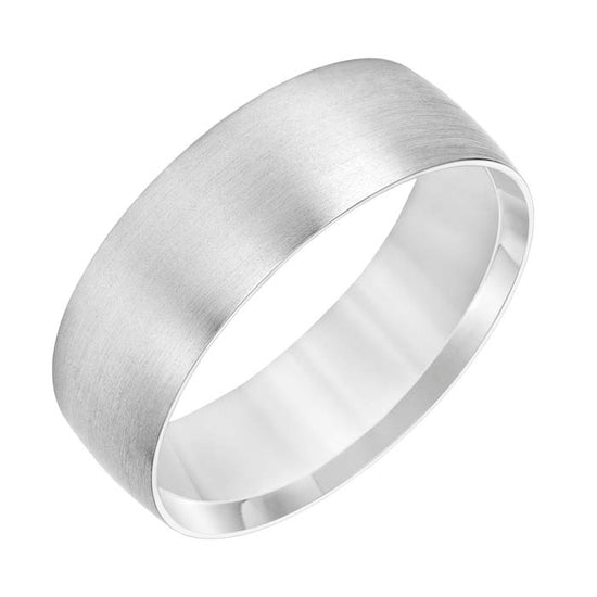 Goldman 7MM Flat Satin Finish Wedding Band in Platinum