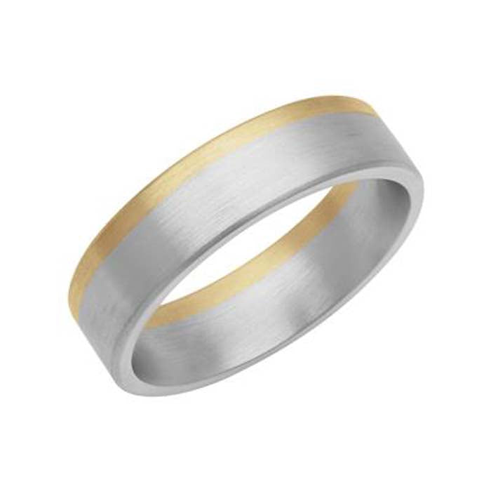 Frederick Goldman 6mm Asymmetrical Fusion Band in Platinum and 14K Yellow Gold