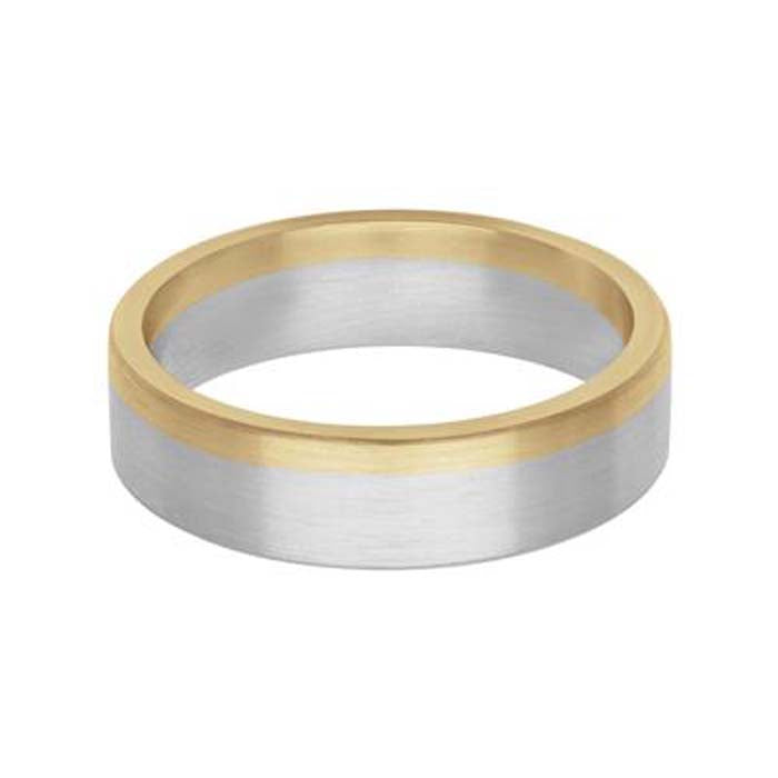 Frederick Goldman 6mm Asymmetrical Fusion Band in Platinum and 14K Yellow Gold