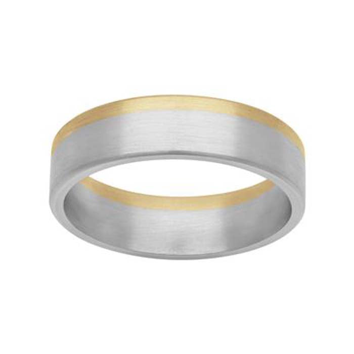 Frederick Goldman 6mm Asymmetrical Fusion Band in Platinum and 14K Yellow Gold