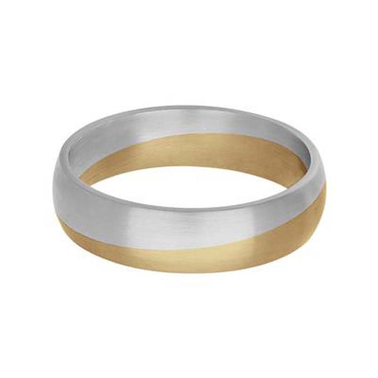 Frederick Goldman 5.5mm Angled Groove Fusion Band in Platinum and 14K Yellow Gold