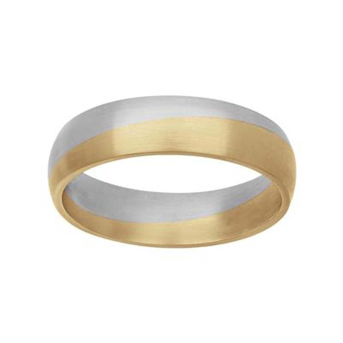 Frederick Goldman 5.5mm Angled Groove Fusion Band in Platinum and 14K Yellow Gold