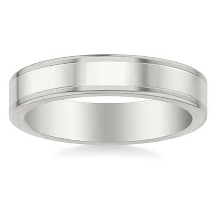 Frederick Goldman 5mm Polished Center and Brushed Edge Wedding Band in 14K White Gold