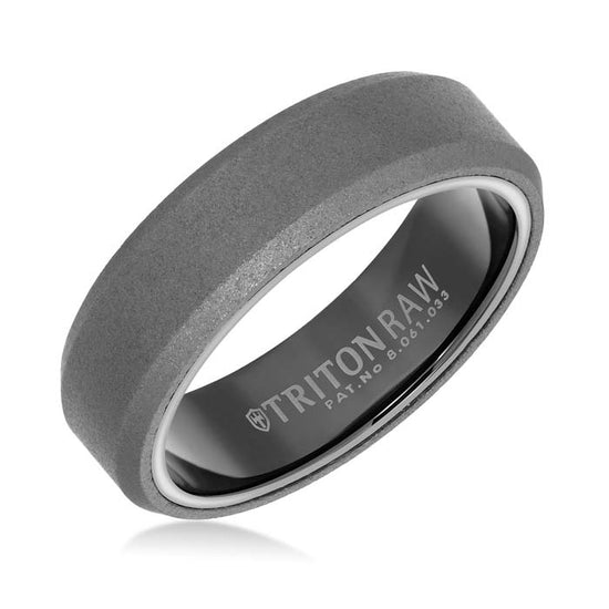 Triton Men's 6MM "Raw" Tungsten Carbide Wedding Band