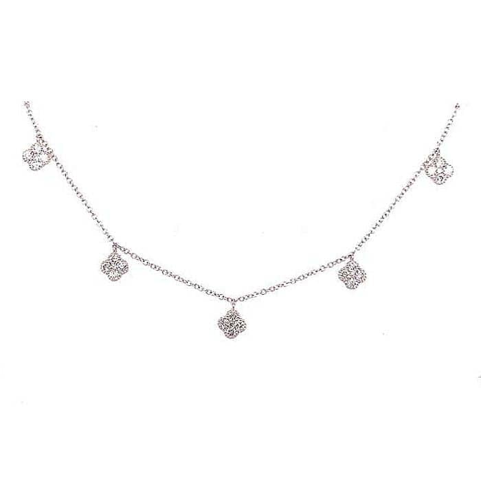 Mountz Collection .65CTW Clover Cluster Drop Necklace in 14K White Gold