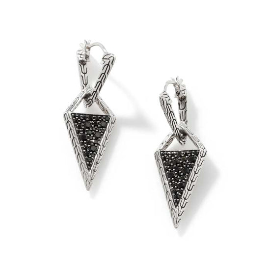 John Hardy Tiga Transformable Drop Earrings with Black Sapphires and Black Spinel in Sterling Silver