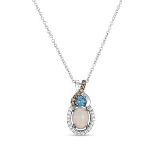 Le Vian Pendant featuring Neopolitan Opal, Deep Sea Blue Topaz with Vanilla and Chocolate Diamonds set in 14K Vanilla Gold