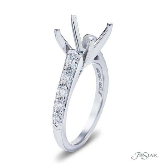 J B Star Round Diamond Engagement Ring Semi-Mounting in Platinum
