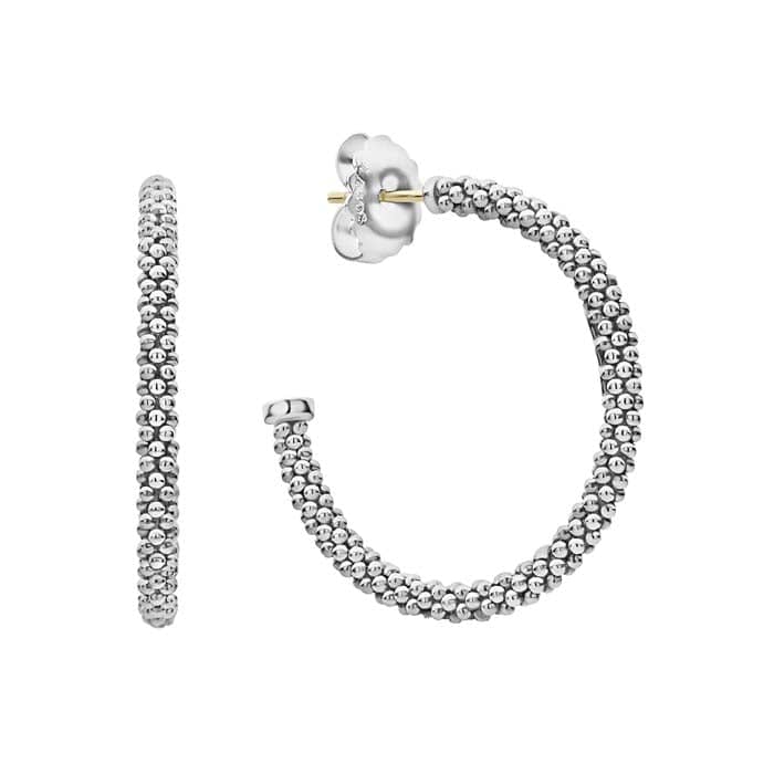 LAGOS Signature Caviar Beads form the Classic Hoop Earrings in Sterling Silver