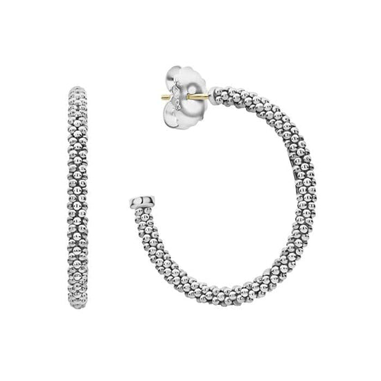 LAGOS Signature Caviar Beads form the Classic Hoop Earrings in Sterling Silver