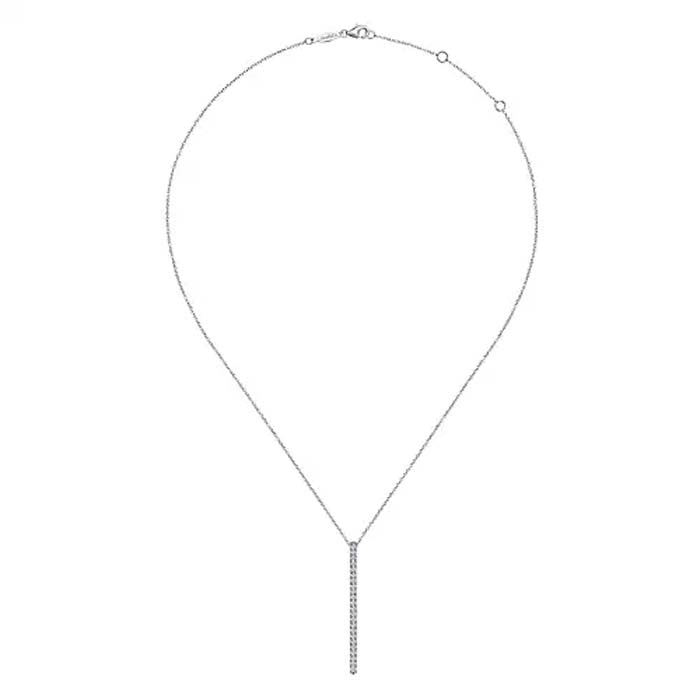 Gabriel & Co. Diamond Pavé Bar Pendant Necklace in 14K White Gold