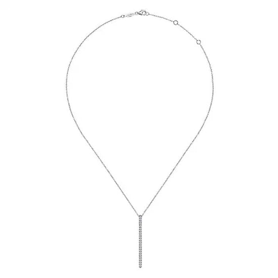 Gabriel & Co. Diamond Pavé Bar Pendant Necklace in 14K White Gold