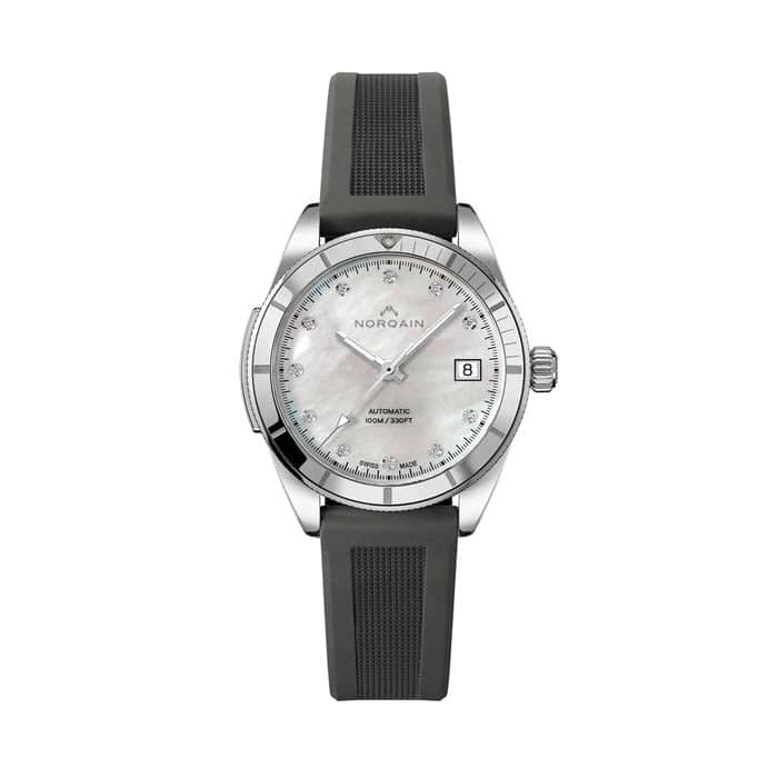 NORQAIN 37mm Adventure Sport Automatic Watch with Mother- Of- Pearl Diamond Dial in Stainless Steel