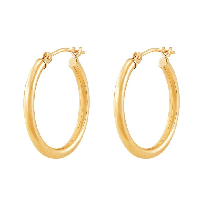 Mountz Collection 2mm x 20mm Round Tube Hoop Earrings in 14K Yellow Gold