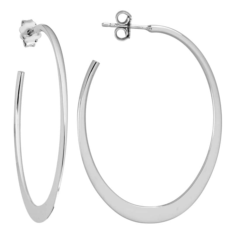 Mountz Collection Flat Oval Hoops in Sterling Silver