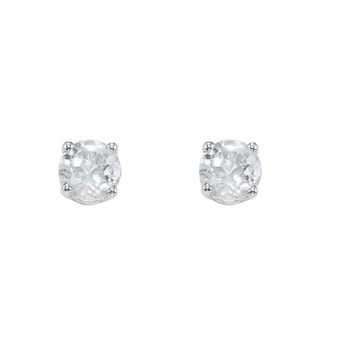 Mountz Collection White Topaz Stud Earrings in 14K White Gold