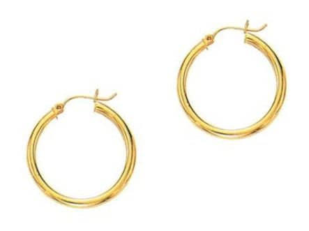 Mountz Collection 25MM Round Tube Hoop Earrings 14K Yellow Gold