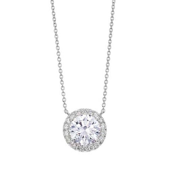 Lightbox 2CTW LabGrown Diamond Halo Pendant in 14K White Gold