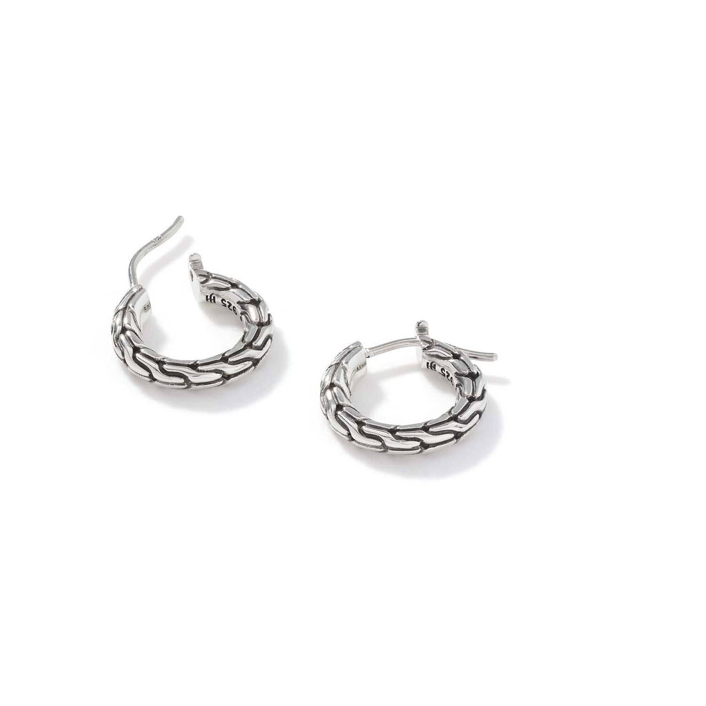 John Hardy Carved Chain Extra Small Hoop Earrings in Sterling Silver