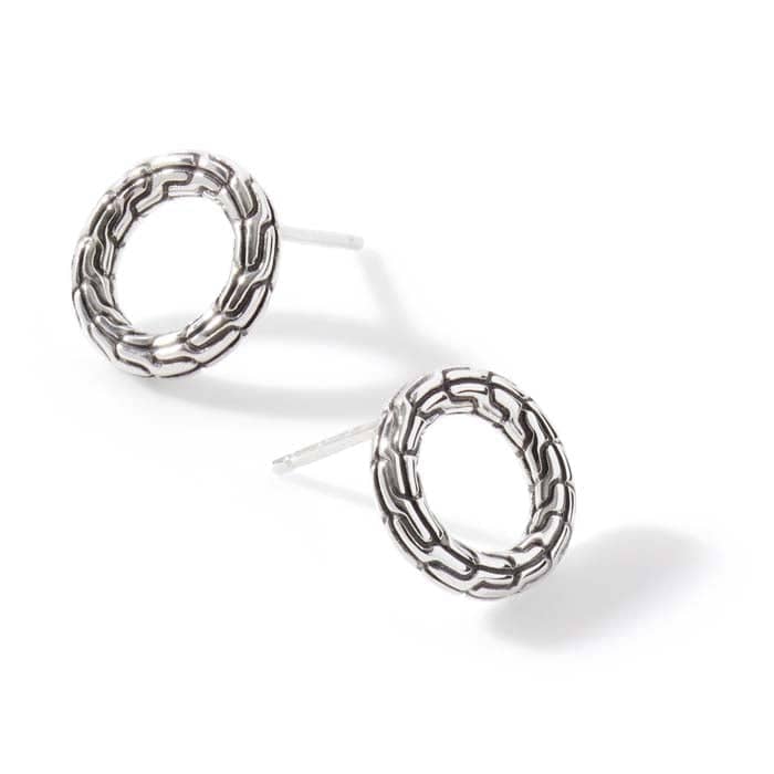 John Hardy Carved Chain Stud Earrings in Sterling Silver