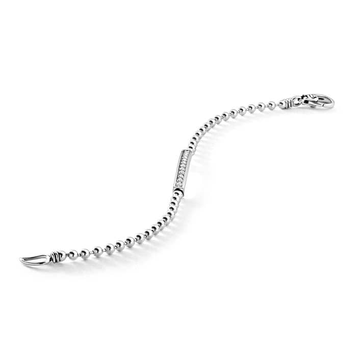 LAGOS Caviar Spark Diamond Beaded Bracelet in Sterling Silver - Size Medium (7)