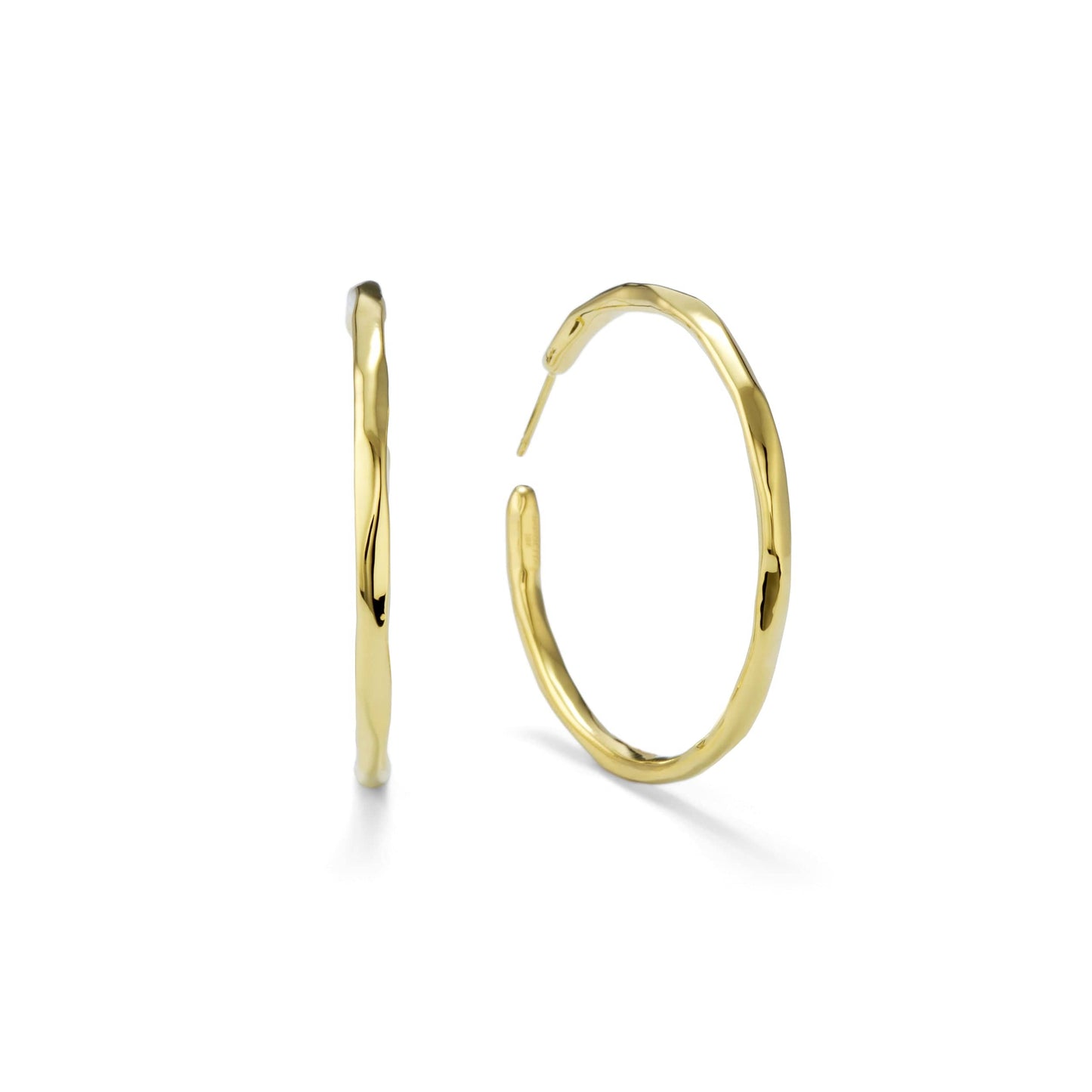 Ippolita Classic Medium Faceted #3 Hoop Earrings in 18K Yellow Gold E.F.