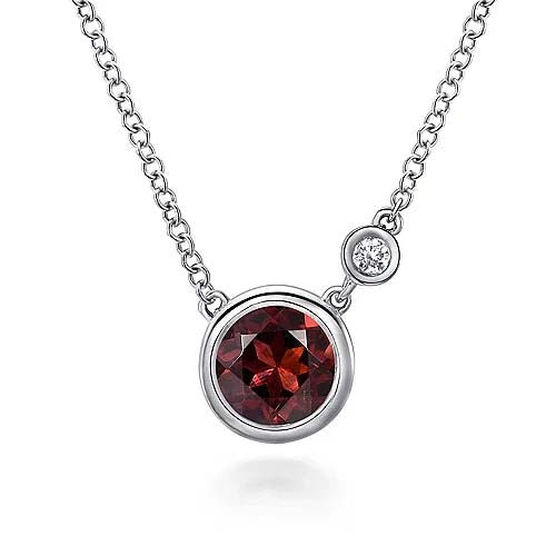 Gabriel & Co. Garnet and Diamond Sterling Silver Necklace