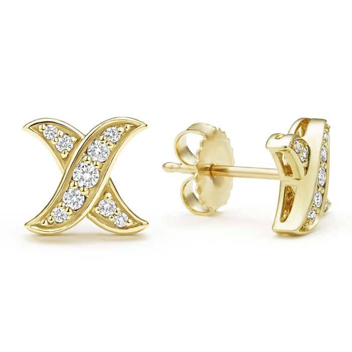 LAGOS Diamond X Stud Earrings in 18K Yellow Gold