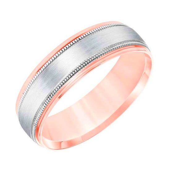 Goldman Men's 6.5MM Wedding Band in 14K White and Rose Gold