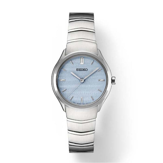 Seiko 30MM "Essentials" Light Blue Dial Watch in Stainless Steel