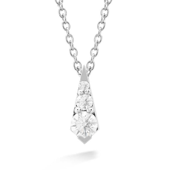 Hearts On Fire .17-.23CTW Triplicity Drop Pendant in 18K White Gold