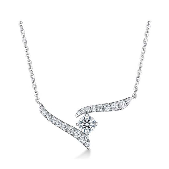 Hearts On Fire .40CTW Vela Crossover Pendant Necklace in 18K White Gold