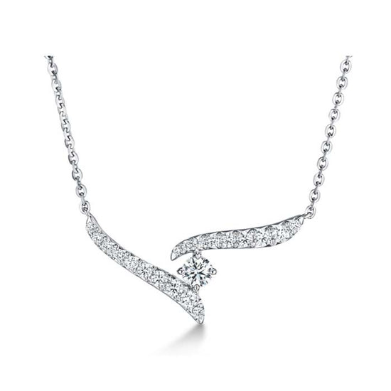 Hearts On Fire 18" .30CTW Vela Crossover Pendant Necklace in 18K White Gold