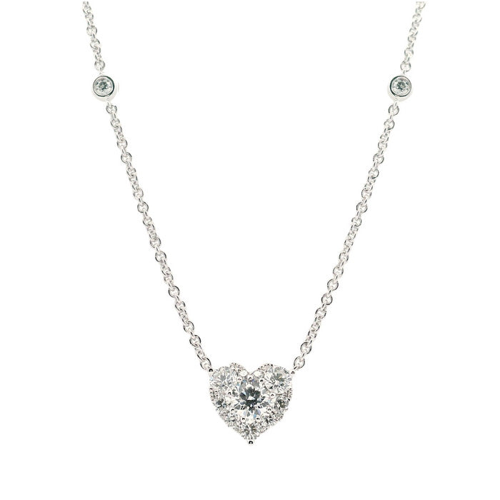 Mountz Collection Diamond Heart Pendant Necklace in 14K White Gold