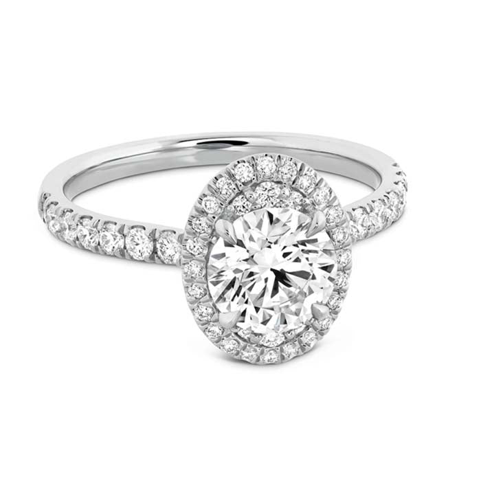 Hearts On Fire Juliette Oval Halo Complete Engagement Ring with Diamond Band in Platinum