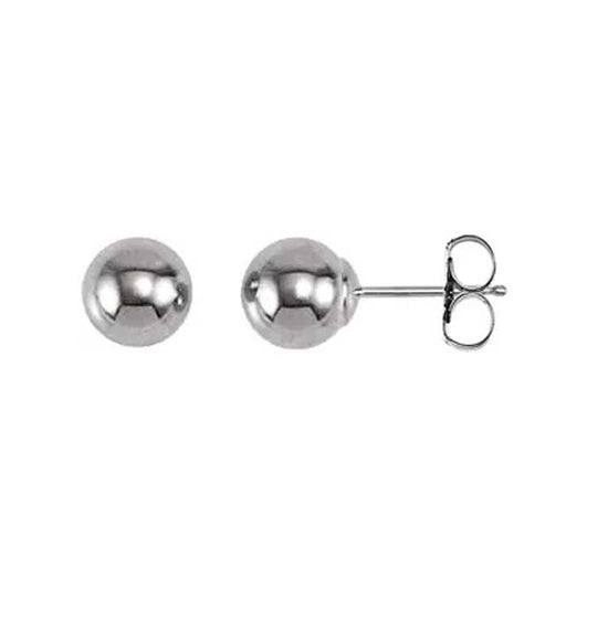 Mountz Collection 6MM Hollow Ball Stud Earrings in 14K White Gold