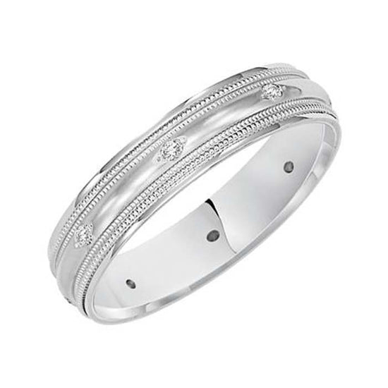 Goldman 4MM Diamond Wedding Band in 14K White Gold