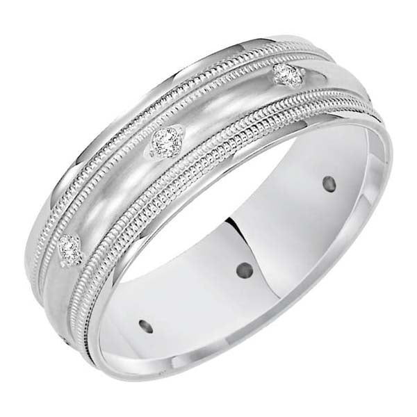 Goldman 1/8CTW Wedding Band in 14K White Gold