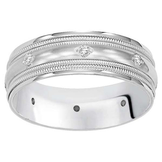 Goldman 1/8CTW Wedding Band in 14K White Gold