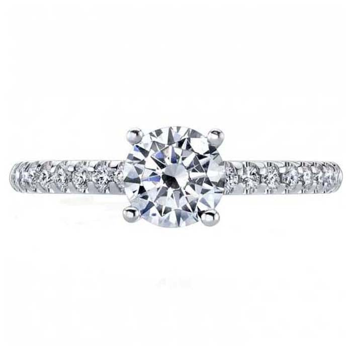 Mountz Collection Diamond Mircro "U" Prong Engagement Ring Semi-Mounting for 1CT Round in 14K White Gold