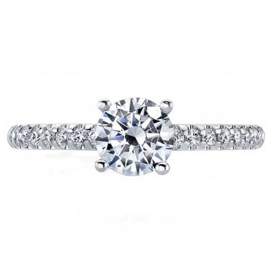 Mountz Collection Diamond Mircro "U" Prong Engagement Ring Semi-Mounting for 1CT Round in 14K White Gold