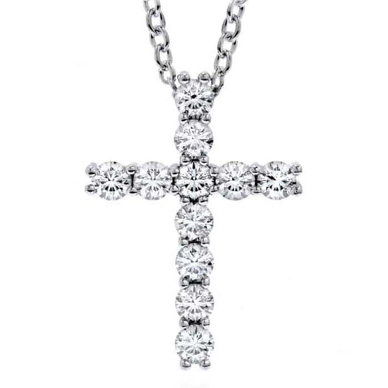 Hearts On Fire .14-.16CTW Whimsical Small Cross Pendant in 18K White Gold